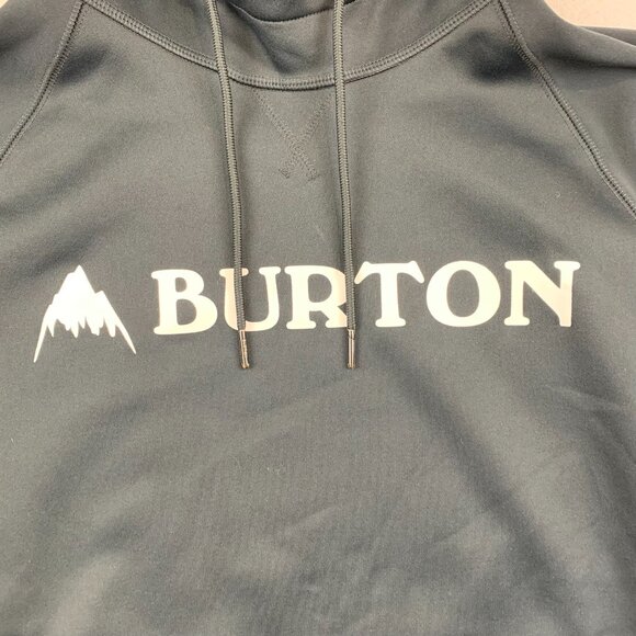 Burton Mens Sweater Small Black Crown Bonded Pullover Hoodie Snowboarding Logo - Picture 2 of 9